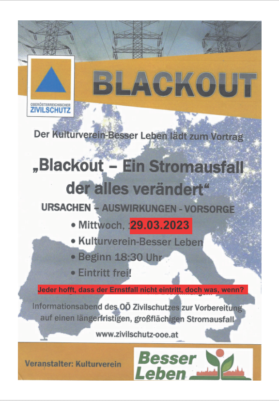 Plakat Ankündigung Vortrag Blackoutp